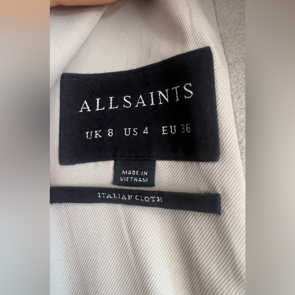 AllSaints Taupe Wool-Blend Long Coat - Picture 2 of 3